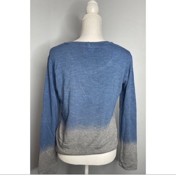 Monrow + Soul Cycle Dip Dyed Crew Neck Sweatshirt Blue Long Sleeve Small - Picture 6 of 9